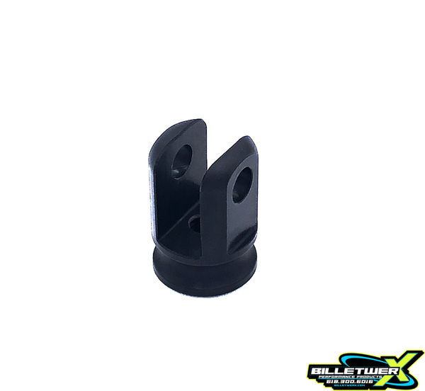 side view of black anodized clevis
